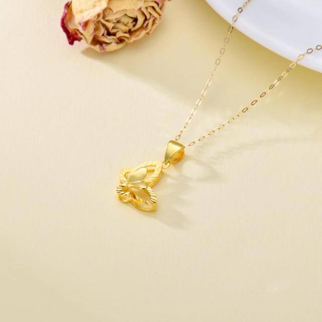 18K Gold Butterfly Pendant Necklace-4