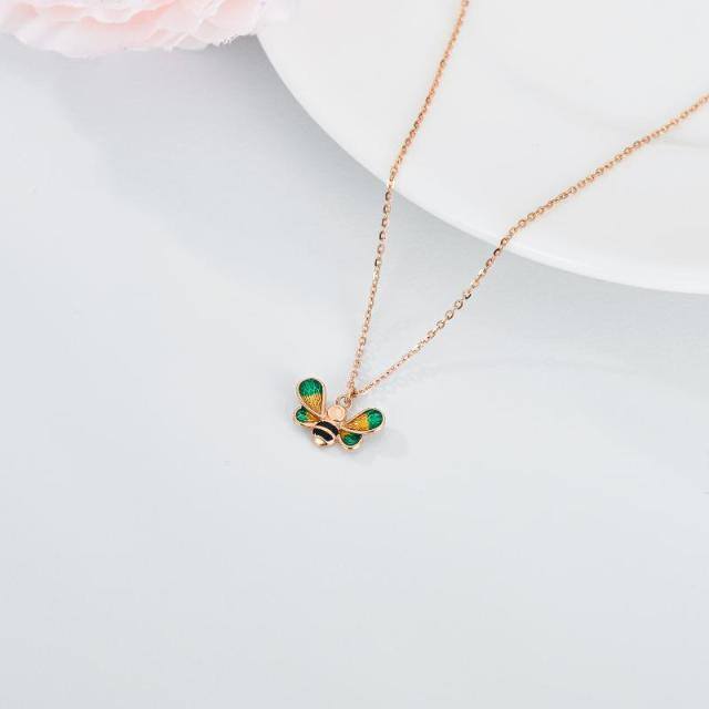 18K Rose Gold Bees Pendant Necklace-3