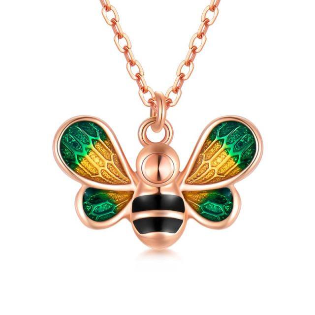 18K Rose Gold Bees Pendant Necklace-0