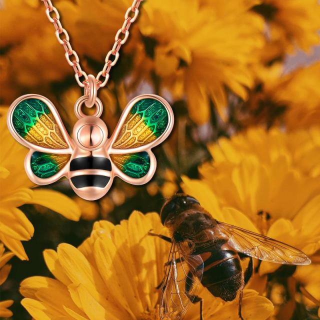 18K Rose Gold Bees Pendant Necklace-4