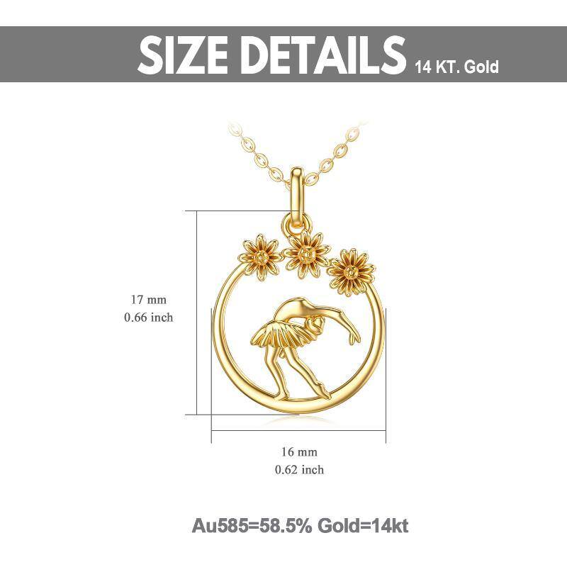14K Gold Ballet Dancer Pendant Necklace-5