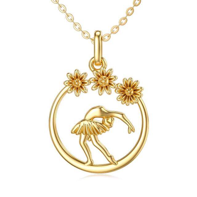 14K Gold Ballet Dancer Pendant Necklace-4