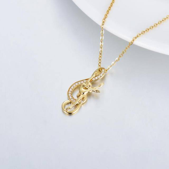 14K Gold Moissanite Ballet Dancer & Infinity Symbol Pendant Necklace-3