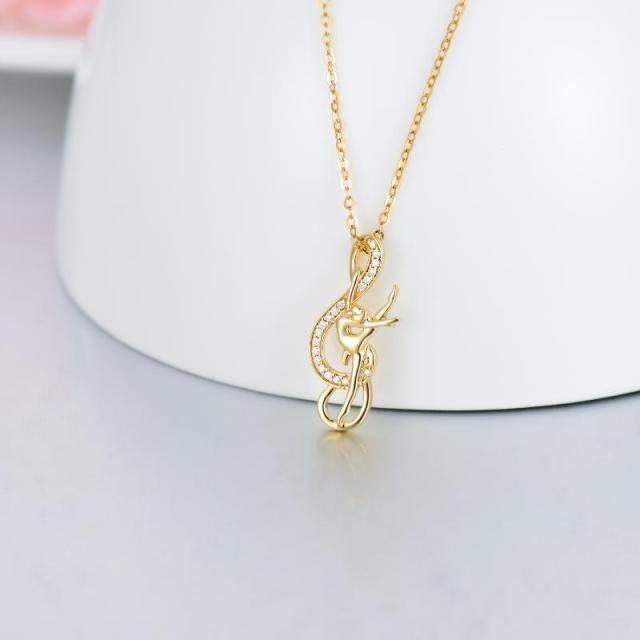 14K Gold Moissanite Ballet Dancer & Infinity Symbol Pendant Necklace-2
