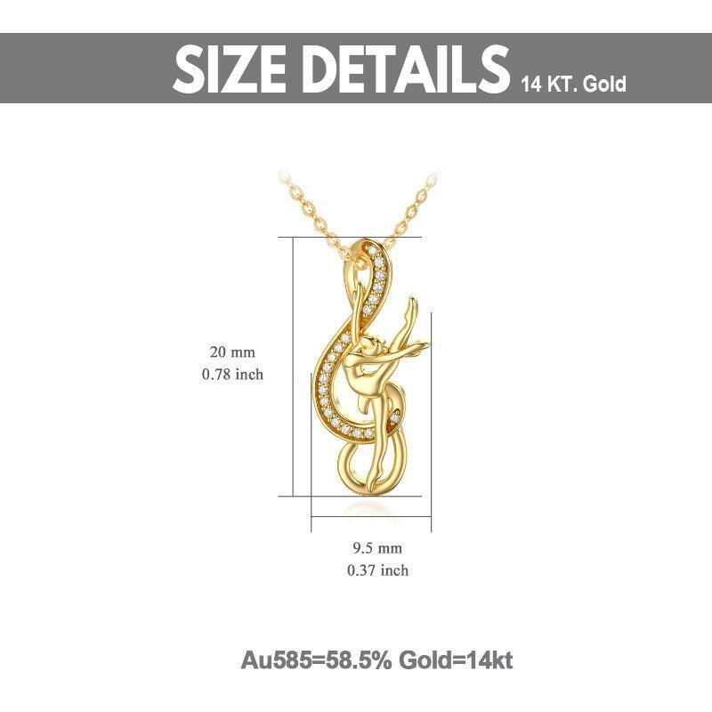 Collar de oro de 14 quilates con moissanita, bailarina de ballet y símbolo del infinito-5