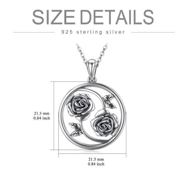 Sterling Silver Rose Sister Pendant Necklace-5