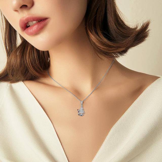 Collier pendentif arbre de Noël en or blanc 14K à zircon cubique-1