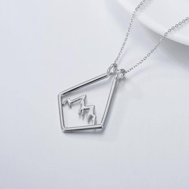 Sterling Silver Mountains Pendant Necklace-3
