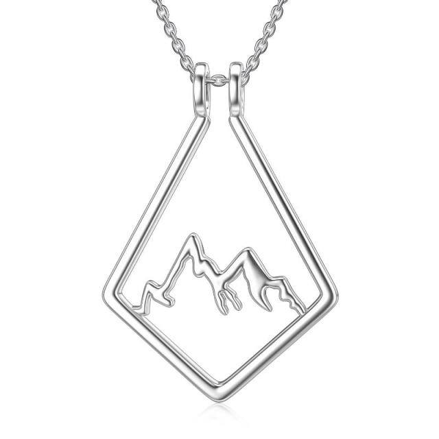 Sterling Silver Mountains Pendant Necklace-0