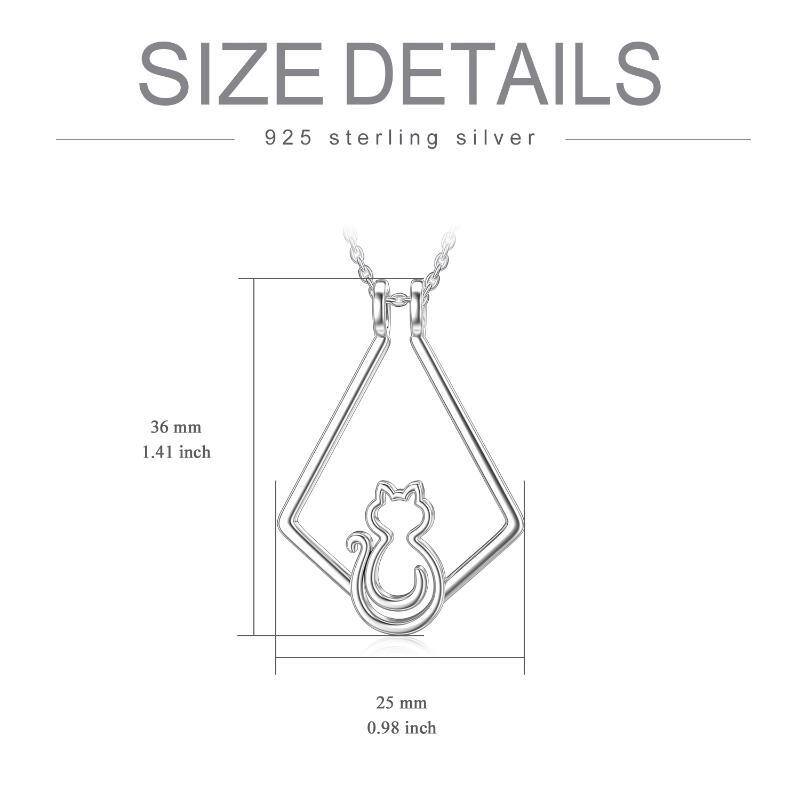 Sterling Silver Cat in Ring Holder Pendant Necklace-6