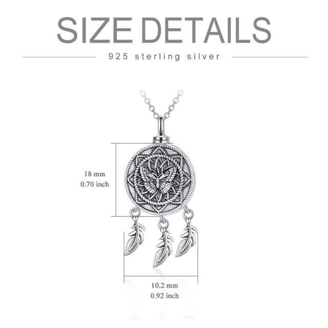 Sterling Silver Butterfly & Dream Catcher Urn Necklace for Ashes-5