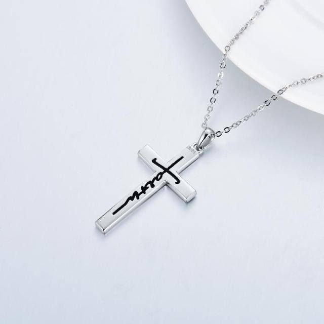 Sterling Silver Opal Cross Pendant Necklace-7