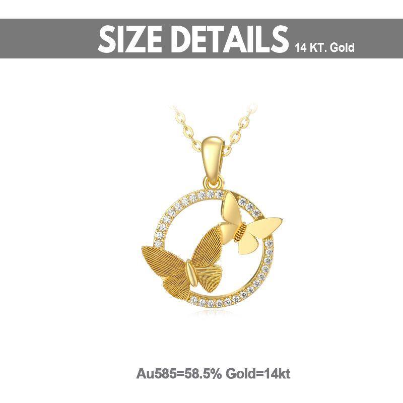 14K Gold Moissanite Couple Butterfly Pendant Necklace-6