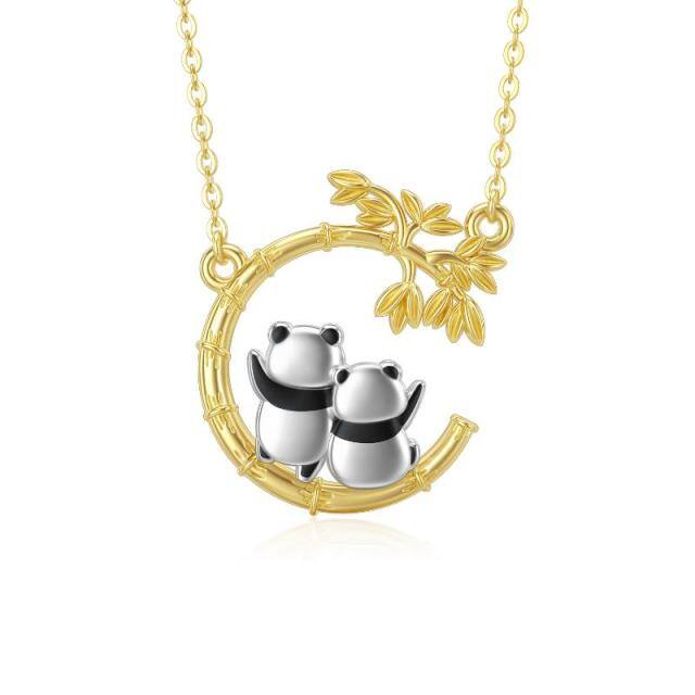 14K Gold Panda & Bamboo Pendant Necklace-1