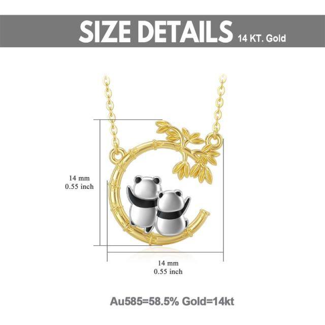 14K Gold Panda & Bamboo Pendant Necklace-6