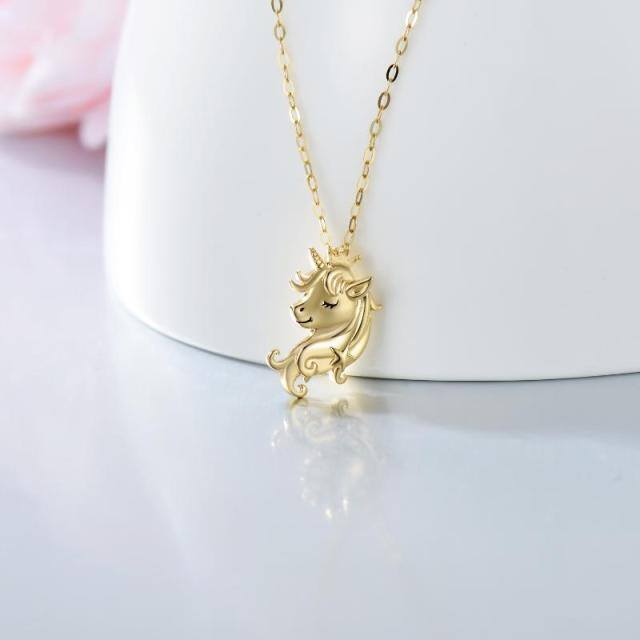 14K Gold Unicorn Pendant Necklace-2