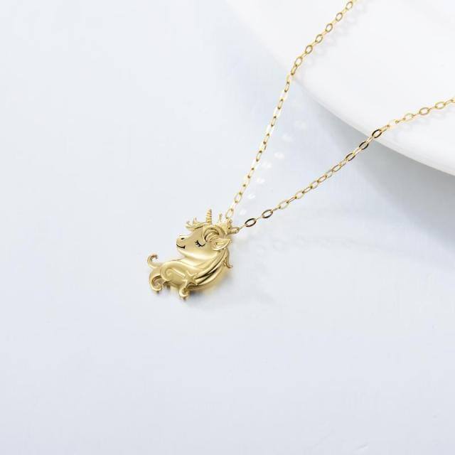14K Gold Unicorn Pendant Necklace-3