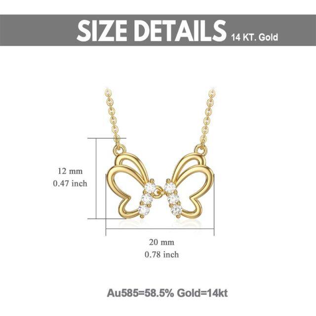 14K Gold Moissanite Butterfly Pendant Necklace-4