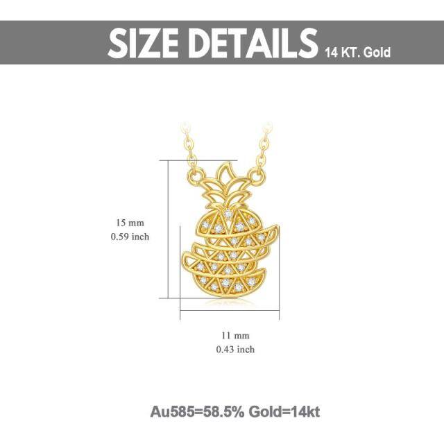 14K Gold Moissanite Pineapple Pendant Necklace-5