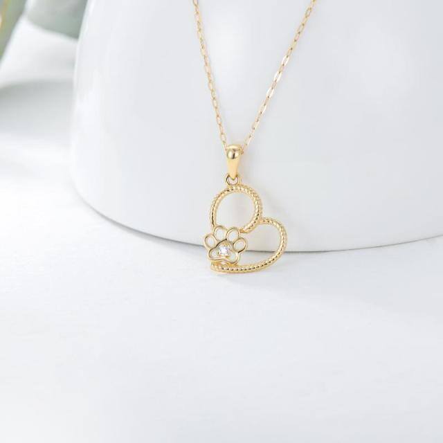 14K Gold Moissanite Heart Pendant Necklace-2