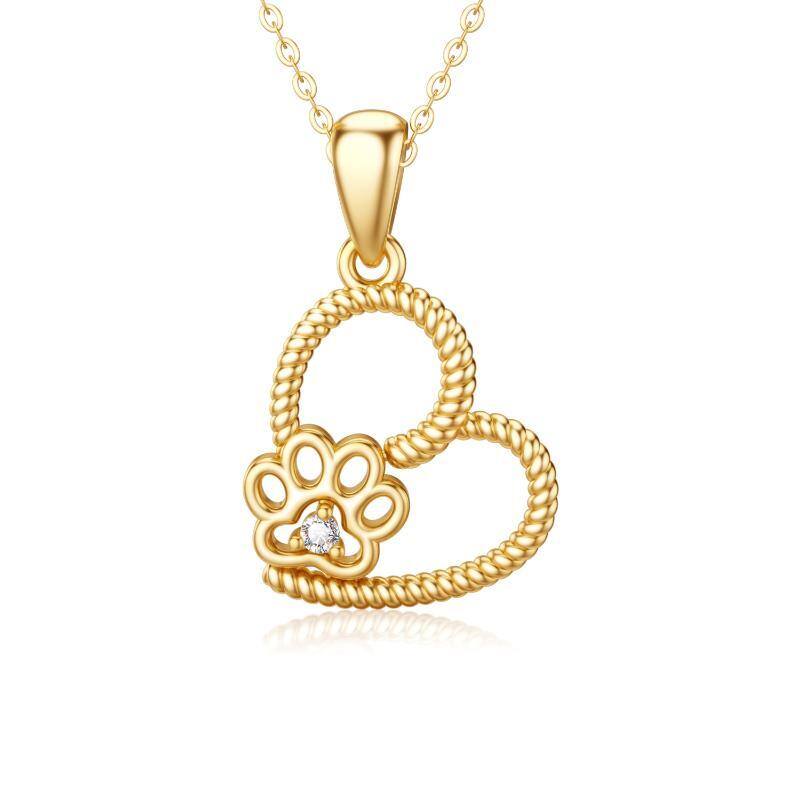 Collier pendentif coeur en or 14K Moissanite-1