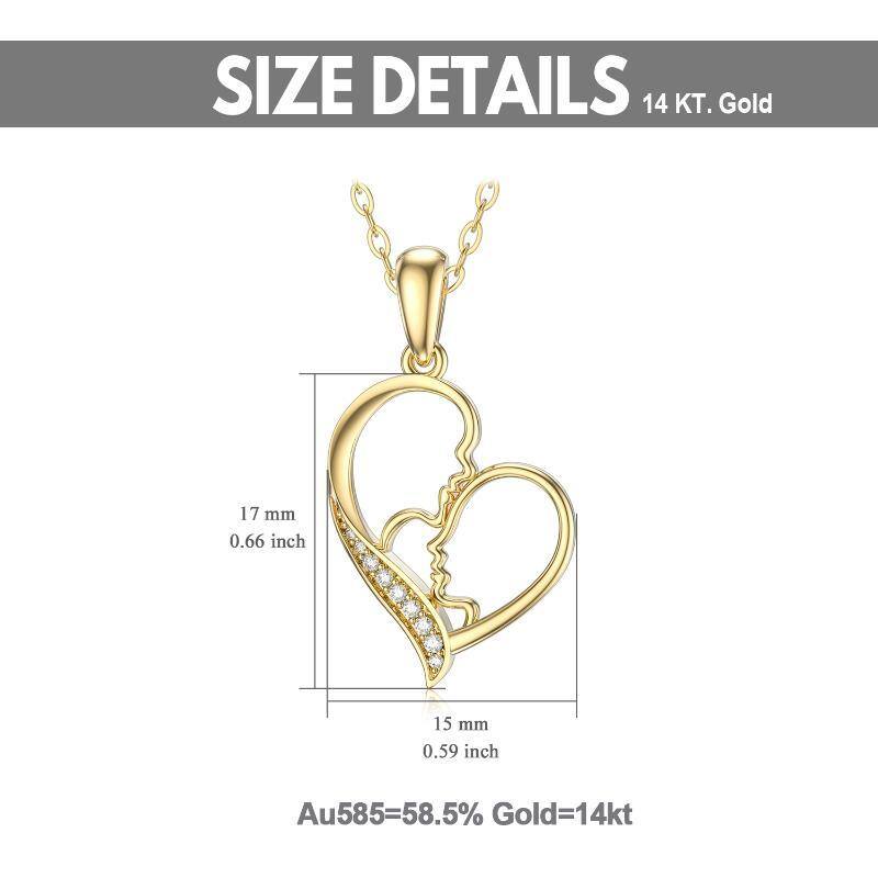 14K Gold Moissanite Parents & Children & Heart Pendant Necklace-6