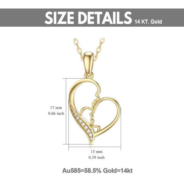 14K Gold Moissanite Parents & Children & Heart Pendant Necklace-5