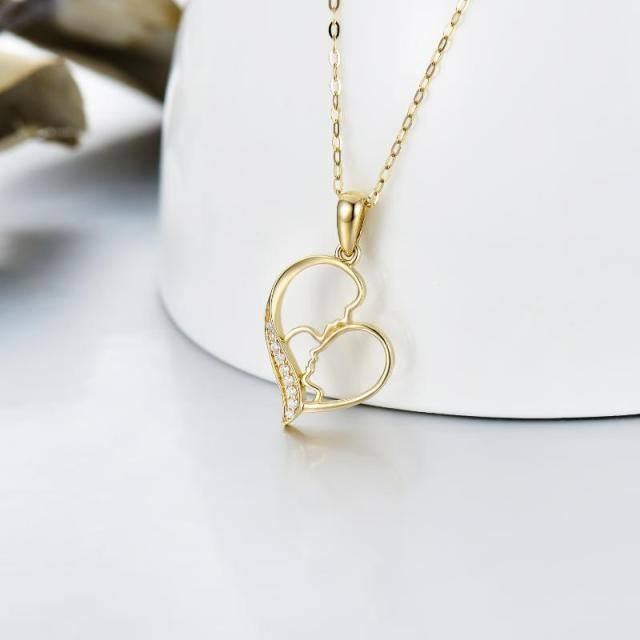 14K Gold Moissanite Parents & Children & Heart Pendant Necklace-2