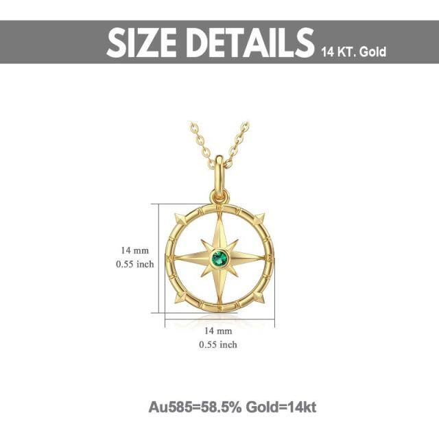 14K Gold Cubic Zirconia Compass Pendant Necklace-4
