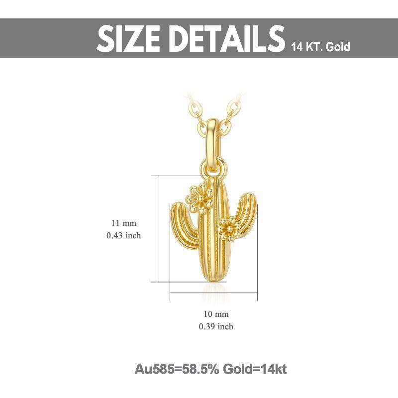 14K Gold Cactus Pendant Necklace-6
