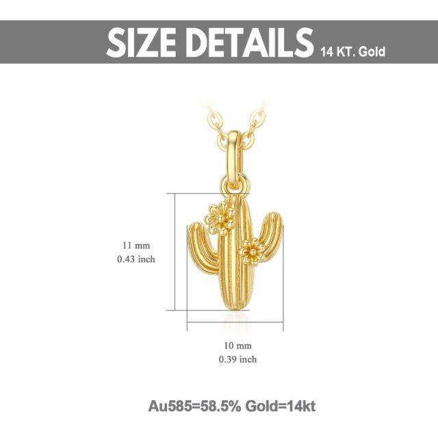 14K Gold Cactus Pendant Necklace-6