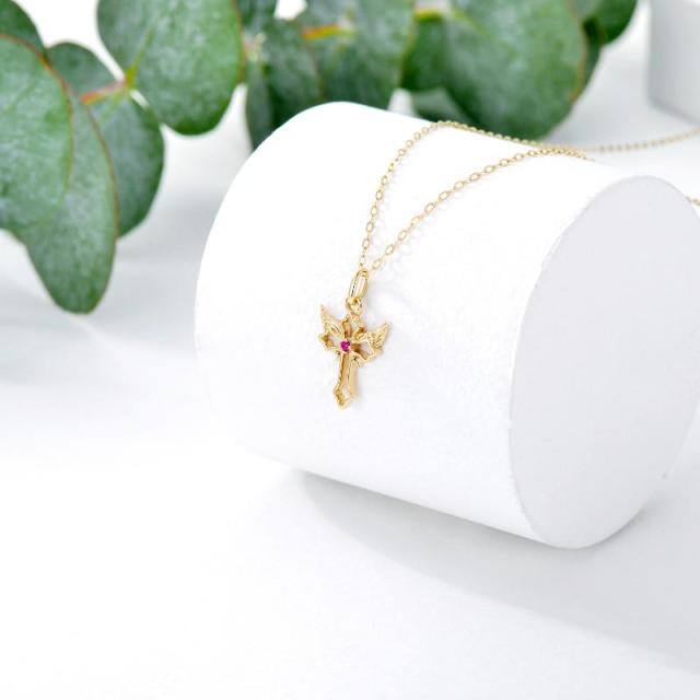 14K Gold Cubic Zirconia Cross Pendant Necklace-2