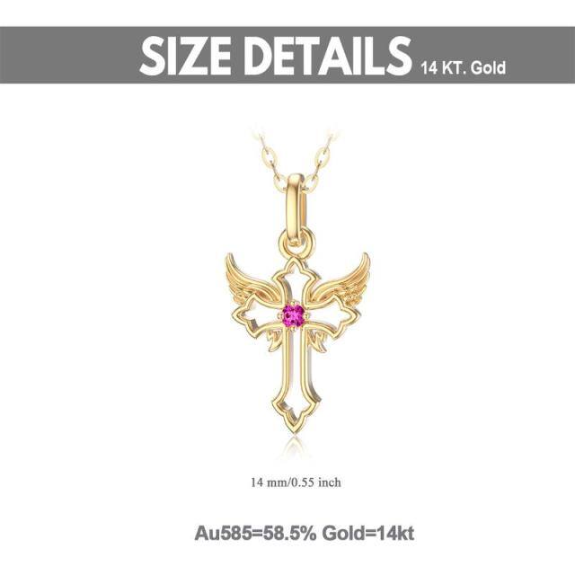 Halskette mit Kreuzanhänger aus 14 Karat Gold mit Zirkonia-4