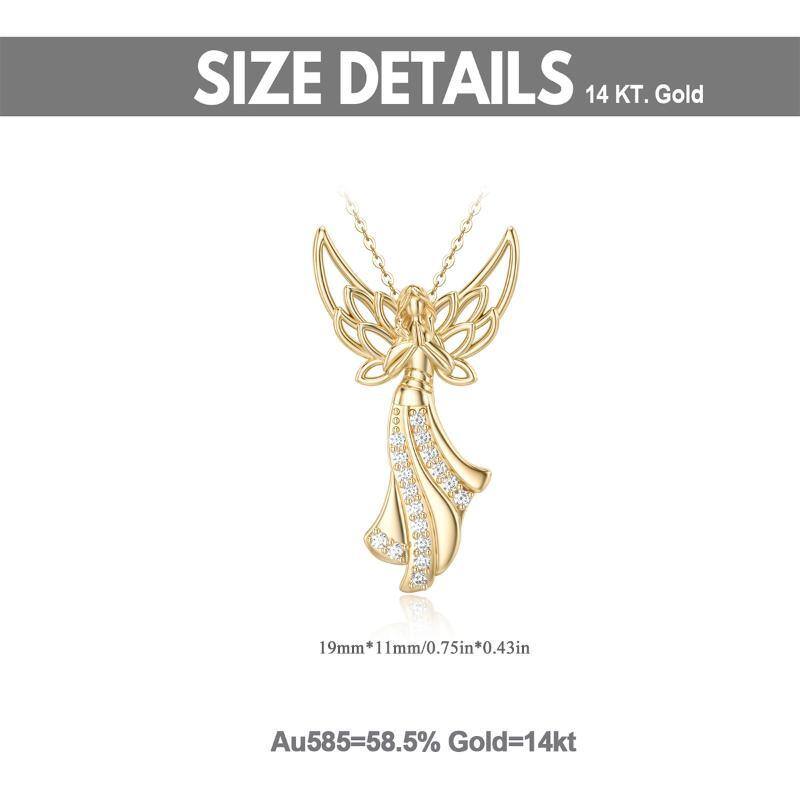 14K Gold Cubic Zirconia Angel Wing & Fairy Pendant Necklace-6