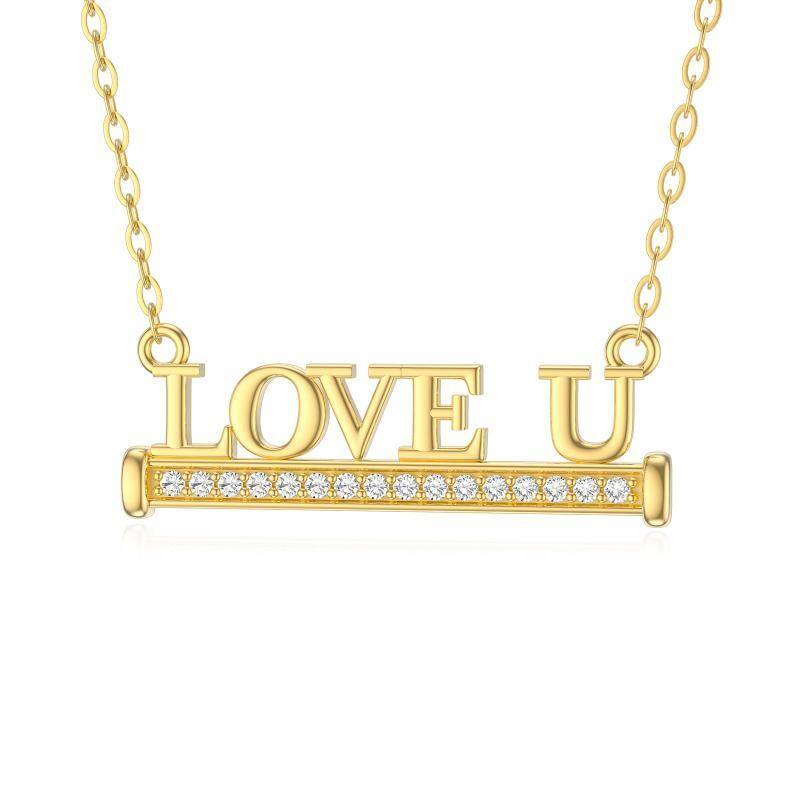 14K Gold Moissanite Personalized Initial Letter Pendant Necklace-1