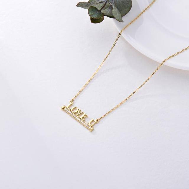 14K Gold Moissanite Personalized Initial Letter Pendant Necklace-4