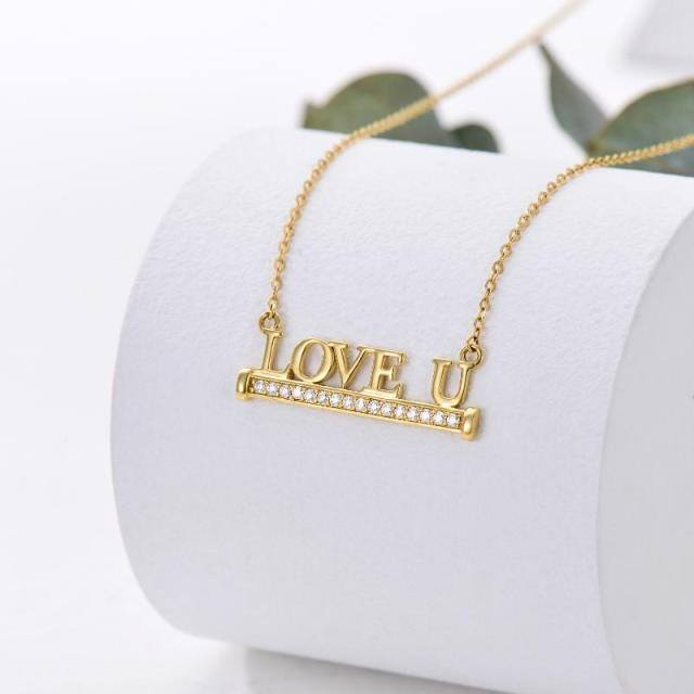 14K Gold Moissanite Personalized Initial Letter Pendant Necklace-3