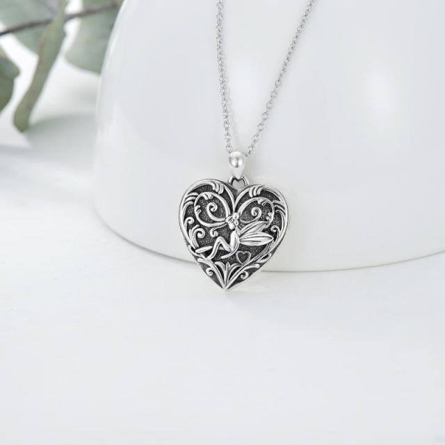 Sterling Silver Fairy Heart Personalized Engraving & Custom Photo Pendant Necklace-3