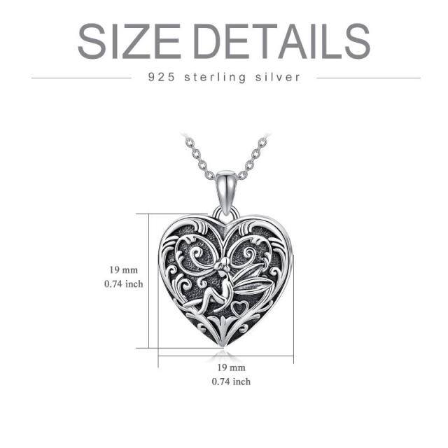 Sterling Silver Fairy Heart Personalized Engraving & Custom Photo Pendant Necklace-6