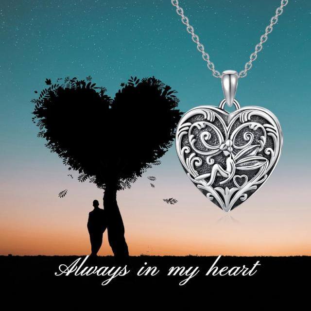 Sterling Silver Fairy Heart Personalized Engraving & Custom Photo Pendant Necklace-7