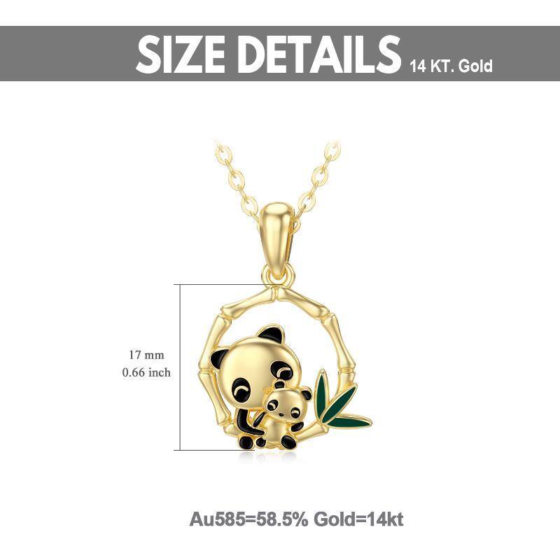 14K Gold Moissanite Panda & Bamboo Pendant Necklace-5