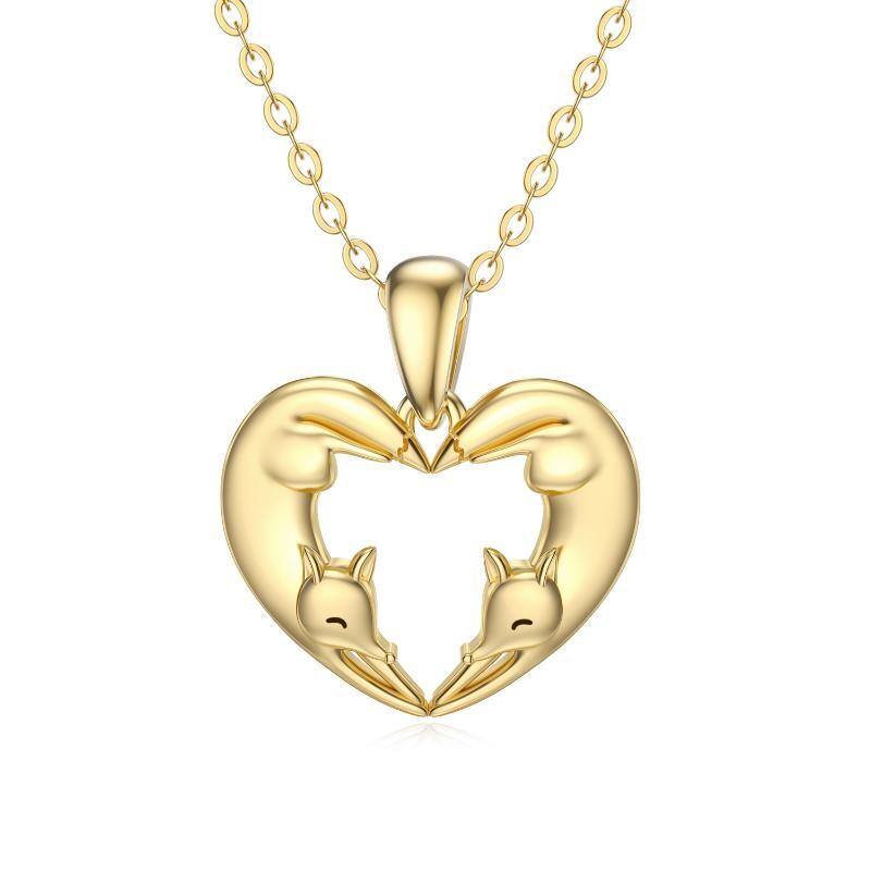 14K Gold Fox Pendant Necklace-1