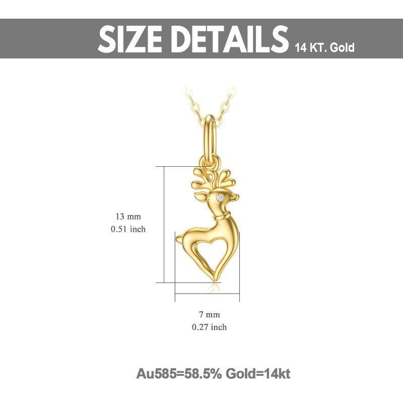 14K Gold Moissanite Elk Pendant Necklace-5
