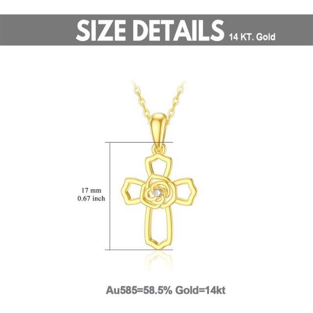 14K Gold Moissanite Cross Pendant Necklace-2