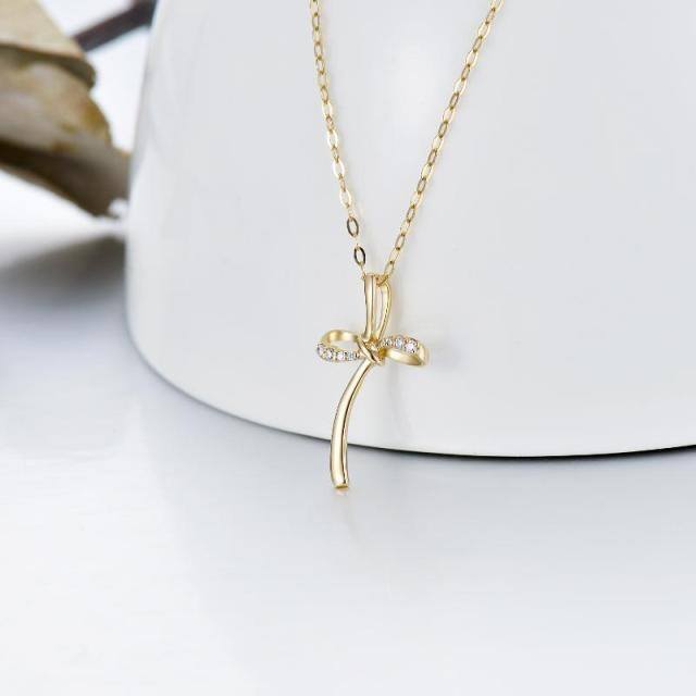 Colar com pingente de cruz e símbolo do infinito em ouro Moissanite 14K-2