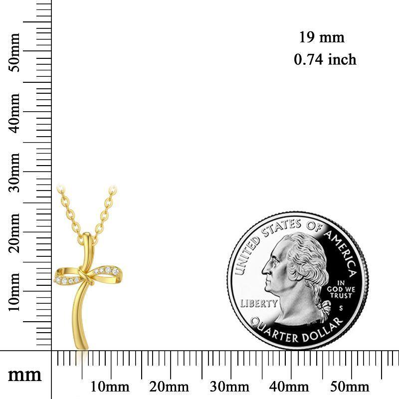 14K Gold Moissanit Kreuz & Unendlichkeit Symbol Anhänger Halskette-5