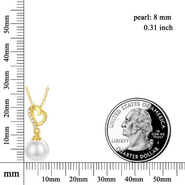 Collar de oro de 14 quilates con perlas redondas-4