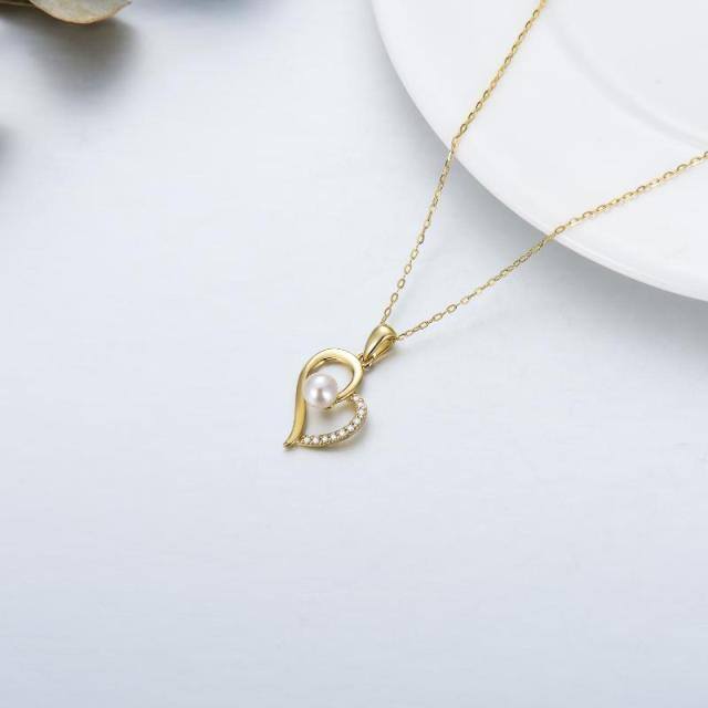 9K Gold Heart Pendant Necklace-3