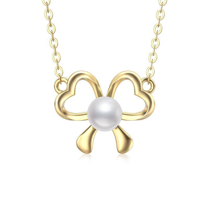 Collar de oro de 14 quilates con colgante de corazón de perla-1