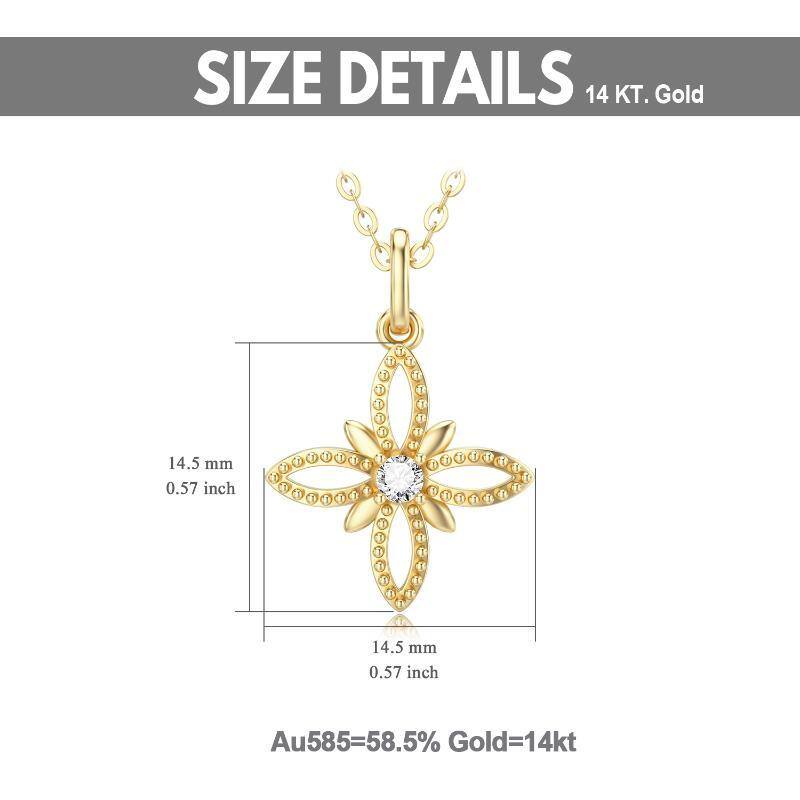 14K Gold Moissanite Cross Pendant Necklace-6